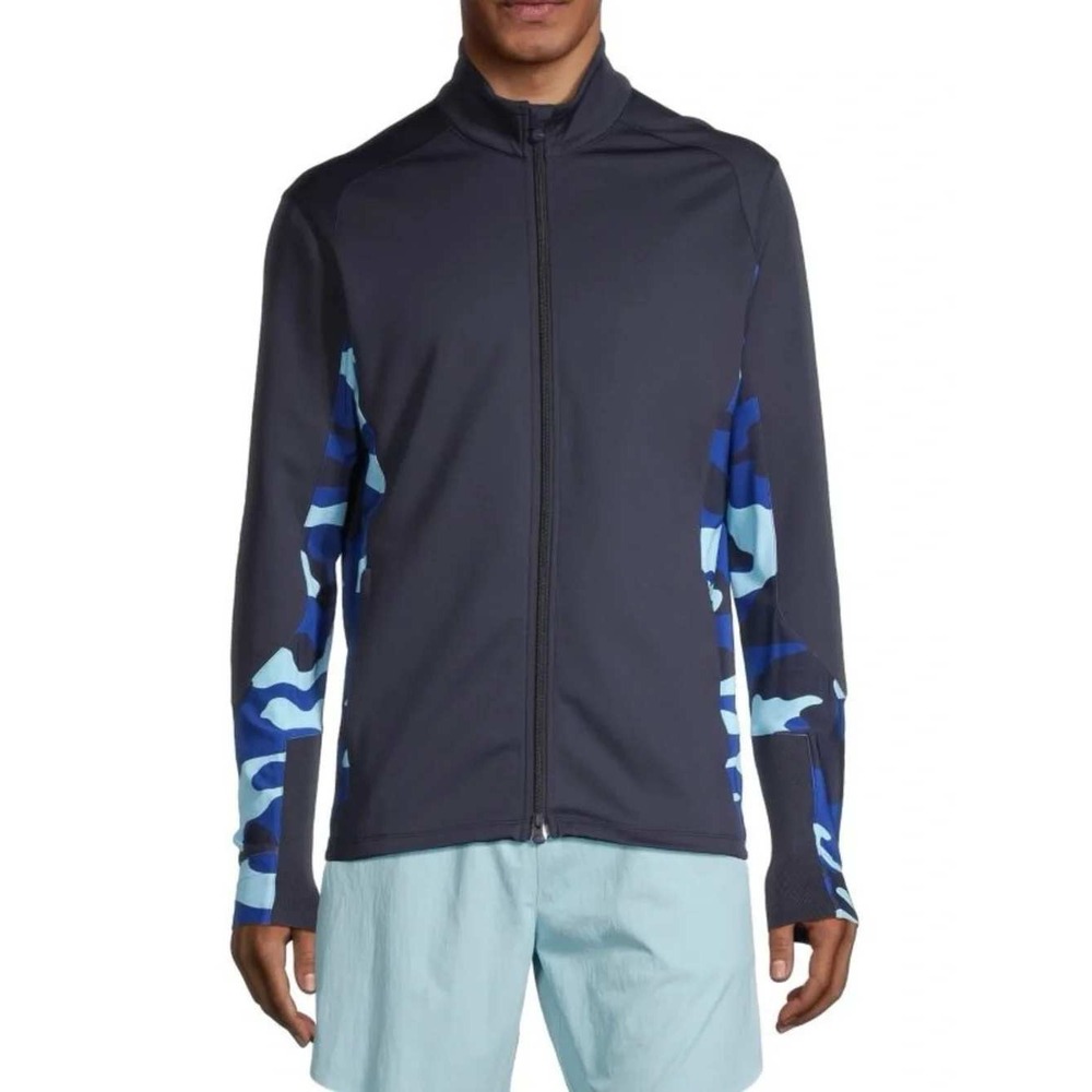 Greyson Golf Sequoia Full Zip Jacket Mens Medium Navy Blue Camo Stretch Athletic